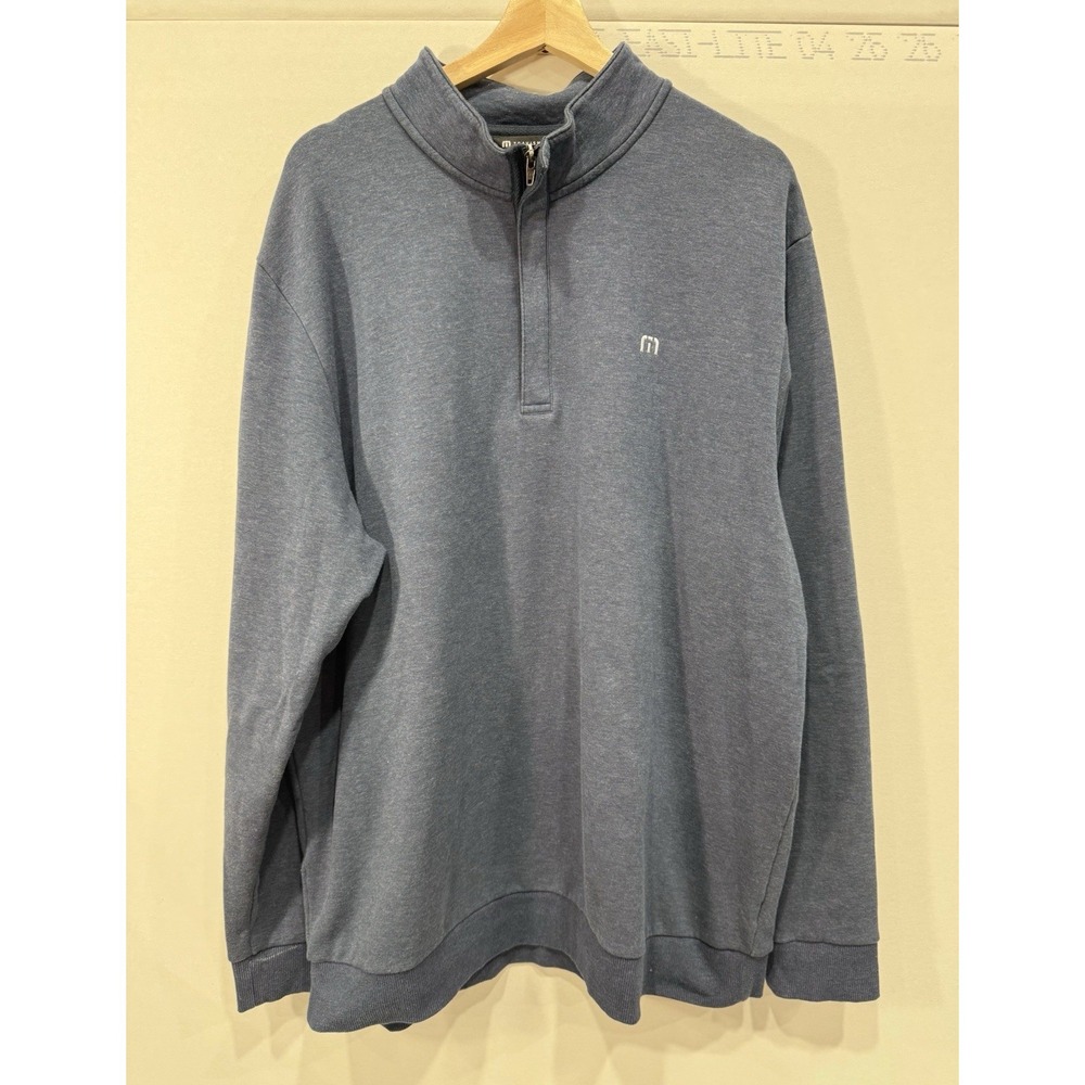 Travis Mathew 1/4 Zip Cloud Fleece Sweatshirt Mens Size 2XL Navy Blue Sweater